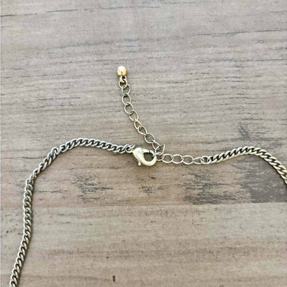 Gold and Blue Stone Pendant Boutique Necklace - Picture 3 of 4
